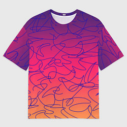 Мужская футболка оверсайз Каракули на градиентном фоне