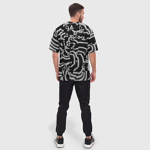 Мужская футболка оверсайз Абстрактные объемные рельефы / 3D-принт – фото 4