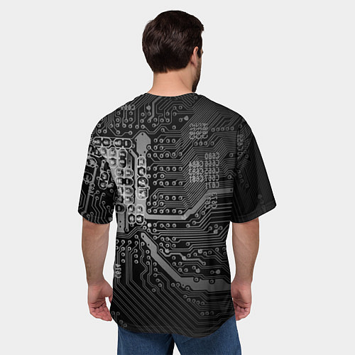 Мужская футболка оверсайз Микросхема плата / 3D-принт – фото 4