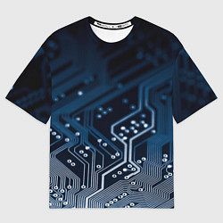 Футболка оверсайз мужская Дорожки платы, цвет: 3D-принт