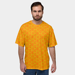 Футболка оверсайз мужская Паттерн из окружностей оранжевый, цвет: 3D-принт — фото 2