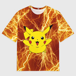 Футболка оверсайз мужская Pikachu yellow lightning, цвет: 3D-принт