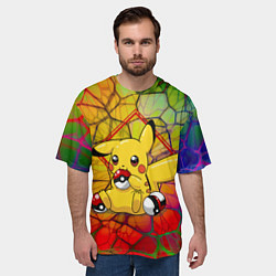 Футболка оверсайз мужская Pikachu pokeballs, цвет: 3D-принт — фото 2