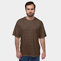 Футболка оверсайз мужская Чёрно-коричневый паттерн узоры, цвет: 3D-принт — фото 2