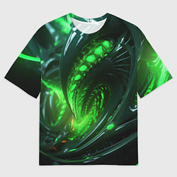 Футболка оверсайз мужская Кислотная зеленая яркая неоновая абстракция, цвет: 3D-принт