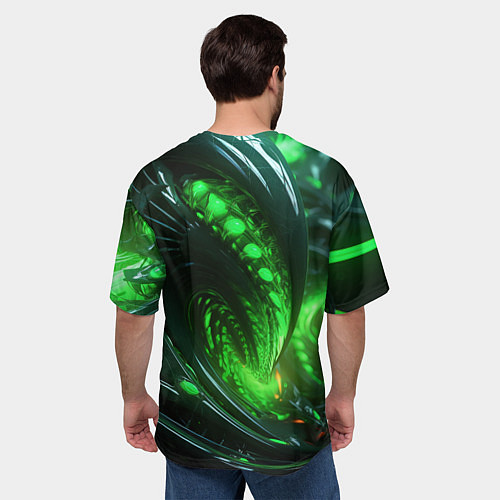 Мужская футболка оверсайз Кислотная зеленая яркая неоновая абстракция / 3D-принт – фото 4