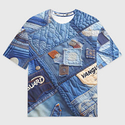 Футболка оверсайз мужская Vanguard jeans patchwork - ai art, цвет: 3D-принт