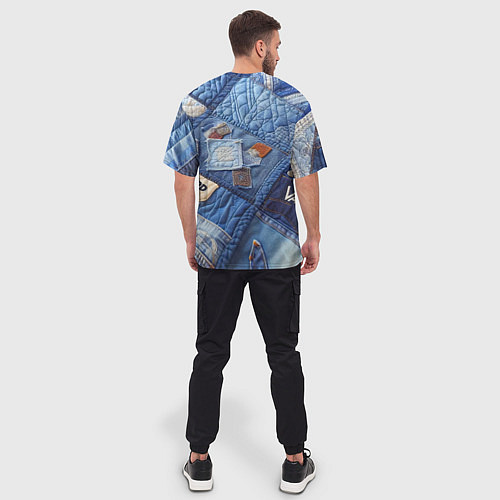 Мужская футболка оверсайз Vanguard jeans patchwork - ai art / 3D-принт – фото 4