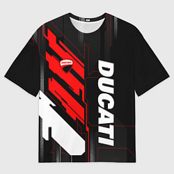 Футболка оверсайз мужская Ducati - красный технологический, цвет: 3D-принт