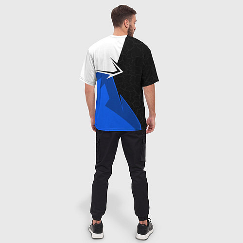 Мужская футболка оверсайз Мерседес - синяя униформа / 3D-принт – фото 4