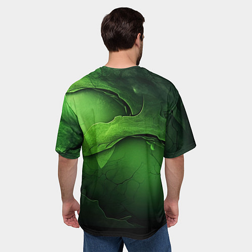 Мужская футболка оверсайз Зеленая яркая абстрактная текстура / 3D-принт – фото 4