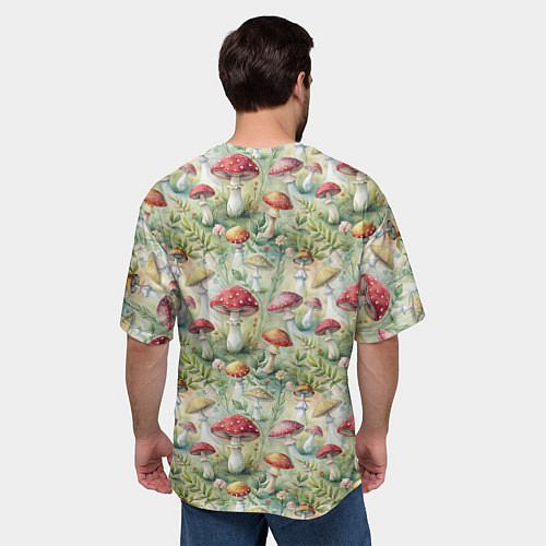 Мужская футболка оверсайз Дикие грибы лесные мухоморы / 3D-принт – фото 4
