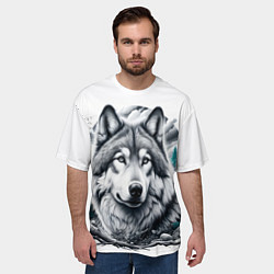 Футболка оверсайз мужская Волк и природа, цвет: 3D-принт — фото 2