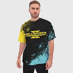 Футболка оверсайз мужская Helldivers 2 logo yellow and blue splash, цвет: 3D-принт — фото 2