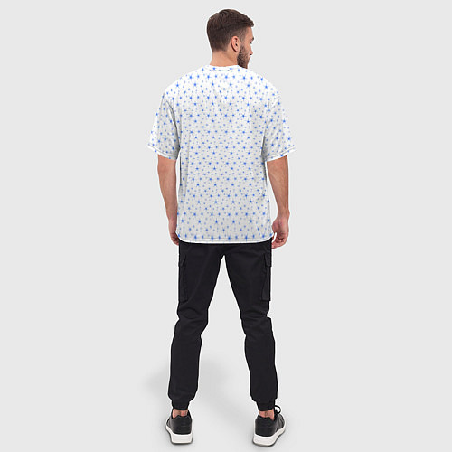 Мужская футболка оверсайз Белый с голубыми звёздочками / 3D-принт – фото 4