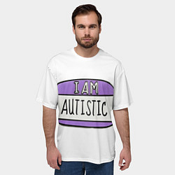 Футболка оверсайз мужская Аутист значок, цвет: 3D-принт — фото 2