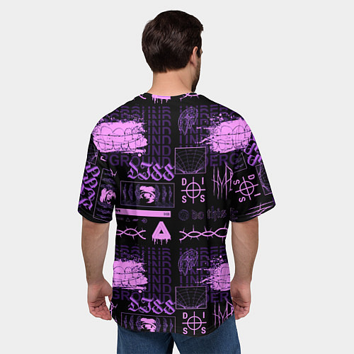 Мужская футболка оверсайз Underground pattern color / 3D-принт – фото 4