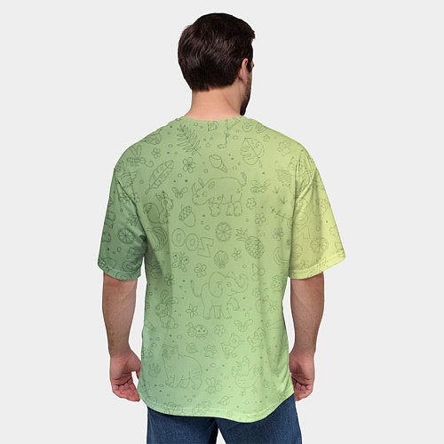 Мужская футболка оверсайз Соцсети зеленый фон / 3D-принт – фото 4
