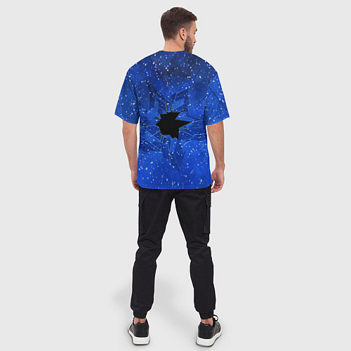 Мужская футболка оверсайз Расколотое стекло - звездное небо / 3D-принт – фото 4
