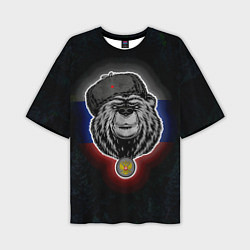 Мужская футболка оверсайз Медведь с символикой РФ