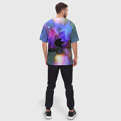 Мужская футболка оверсайз Расколотое стекло - космическая туманность / 3D-принт – фото 4
