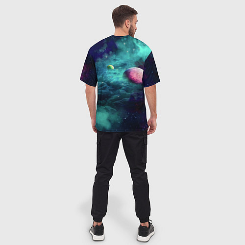 Мужская футболка оверсайз Green outer space / 3D-принт – фото 4