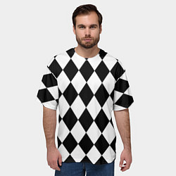 Футболка оверсайз мужская Арлекин черно-белый, цвет: 3D-принт — фото 2