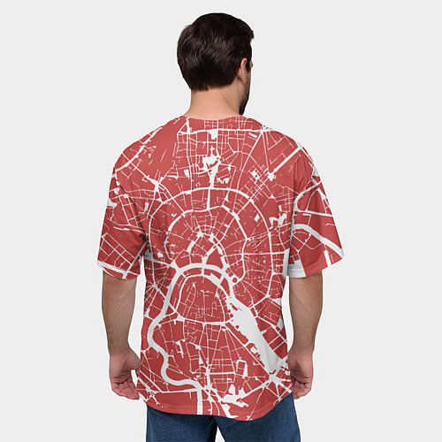 Мужская футболка оверсайз Красная карта Москвы / 3D-принт – фото 4