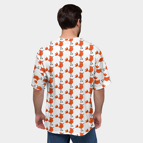 Мужская футболка оверсайз Миленькие рыжие птички / 3D-принт – фото 4