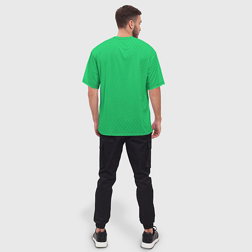 Мужская футболка оверсайз Яркий зелёный текстурированный в мелкий квадрат / 3D-принт – фото 4