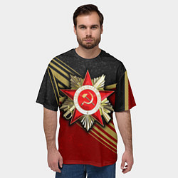 Футболка оверсайз мужская Великая отечественная - бордовый и золото, цвет: 3D-принт — фото 2
