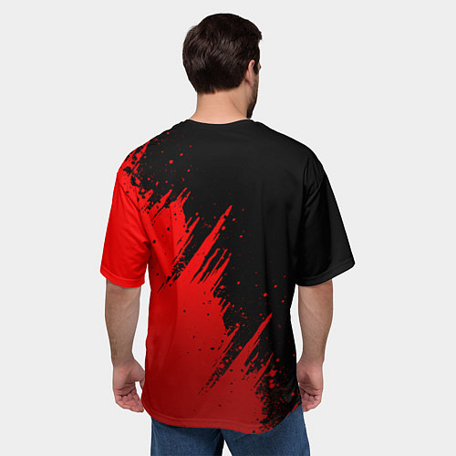 Мужская футболка оверсайз Велика отечественная - красный градиент / 3D-принт – фото 4
