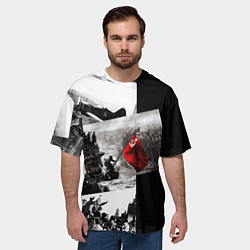 Футболка оверсайз мужская День победы 9 мая коллаж из фронтовых моментов, цвет: 3D-принт — фото 2
