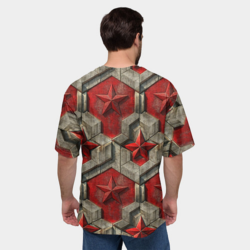 Мужская футболка оверсайз День Победы золотой текст на красном фоне СССР / 3D-принт – фото 4