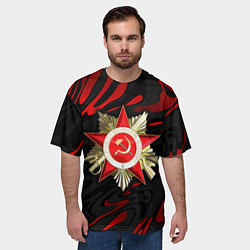 Футболка оверсайз мужская Великая отечественная - красные разводы, цвет: 3D-принт — фото 2