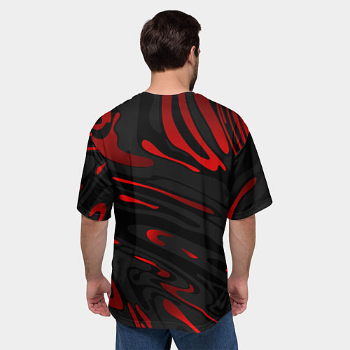 Мужская футболка оверсайз Великая отечественная - красные разводы / 3D-принт – фото 4