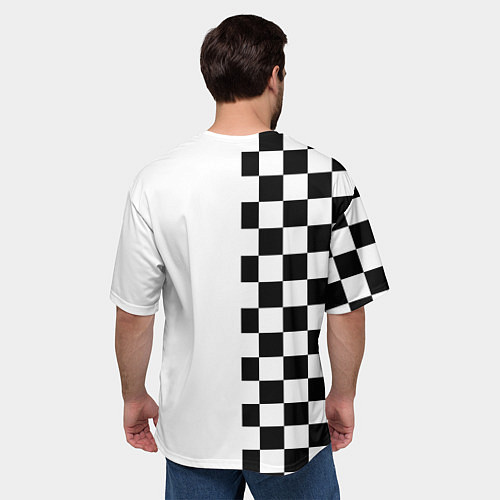 Мужская футболка оверсайз Content Warning шашечки / 3D-принт – фото 4