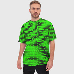 Футболка оверсайз мужская Чёрные полосы на зелёном фоне, цвет: 3D-принт — фото 2
