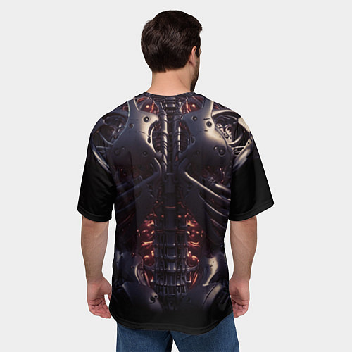 Мужская футболка оверсайз Экзоскелет робота киборга с накаченным торсом / 3D-принт – фото 4