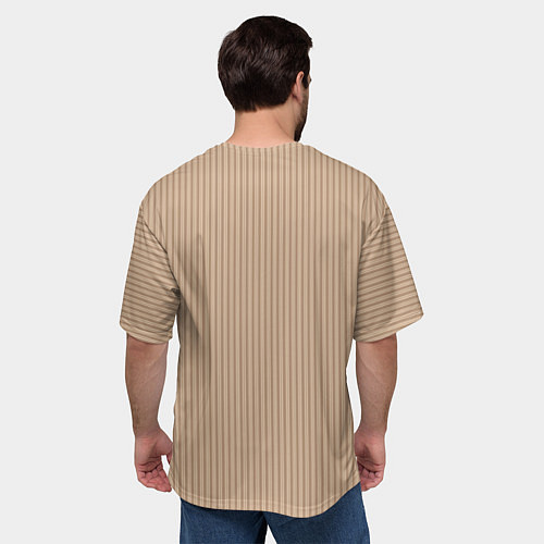 Мужская футболка оверсайз Светлый коричневый в полоску / 3D-принт – фото 4