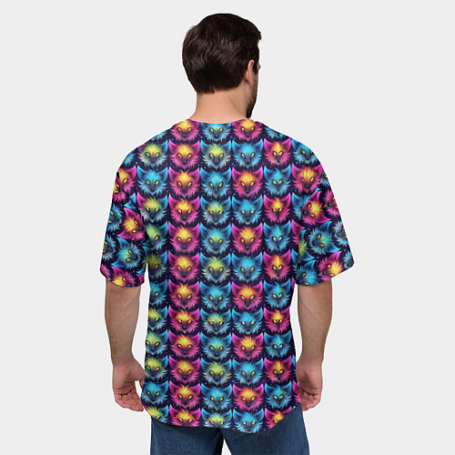 Мужская футболка оверсайз Furry color anime animal faces / 3D-принт – фото 4