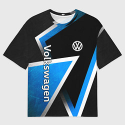 Футболка оверсайз мужская Volkswagen - бело-синий треугольник, цвет: 3D-принт