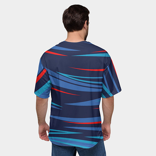 Мужская футболка оверсайз Россия - blue stripes / 3D-принт – фото 4