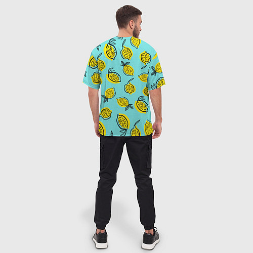 Мужская футболка оверсайз Летние лимоны - паттерн / 3D-принт – фото 4