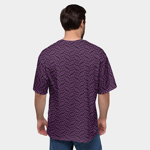 Мужская футболка оверсайз Тёмный фиолетовый волнистые полосы / 3D-принт – фото 4