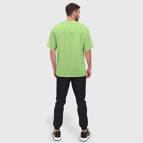 Мужская футболка оверсайз Зелёный авокадо паттерн клетка / 3D-принт – фото 4