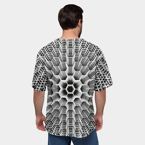 Мужская футболка оверсайз Бесконечный гексагональный каркас / 3D-принт – фото 4