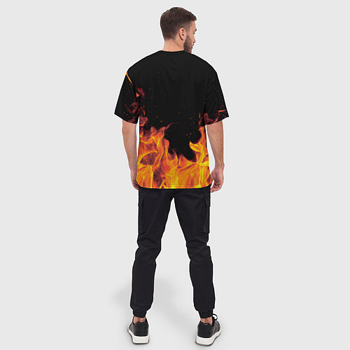 Мужская футболка оверсайз Тимур - имя в огне / 3D-принт – фото 4