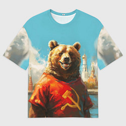 Футболка оверсайз мужская Медведь с гербом СССР, цвет: 3D-принт