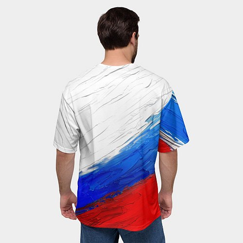 Мужская футболка оверсайз Триколор красками / 3D-принт – фото 4